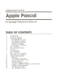 Apple Pascal Language Reference Manual Addendum